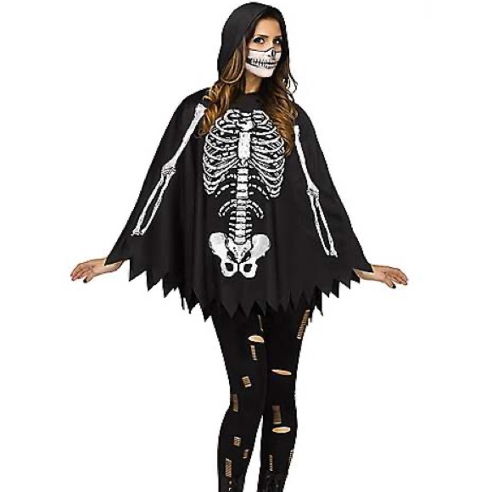 ADULT SKELETON PONCHO HALLOWEEN COSTUME